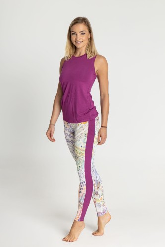 PAPPILO BIANOR legginsy do jogi z lampasem fuksja Luna Mech przód