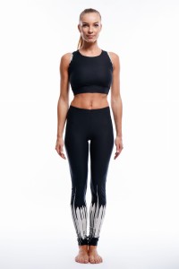 BLUMEI legginsy do jogi czarno-białe Luna Mech